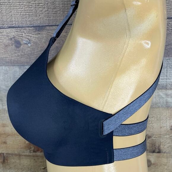 Nike Studio Training Sports Bra Dri-Fit Strappy Back Black Gray SZ Small - Picture 5 of 9